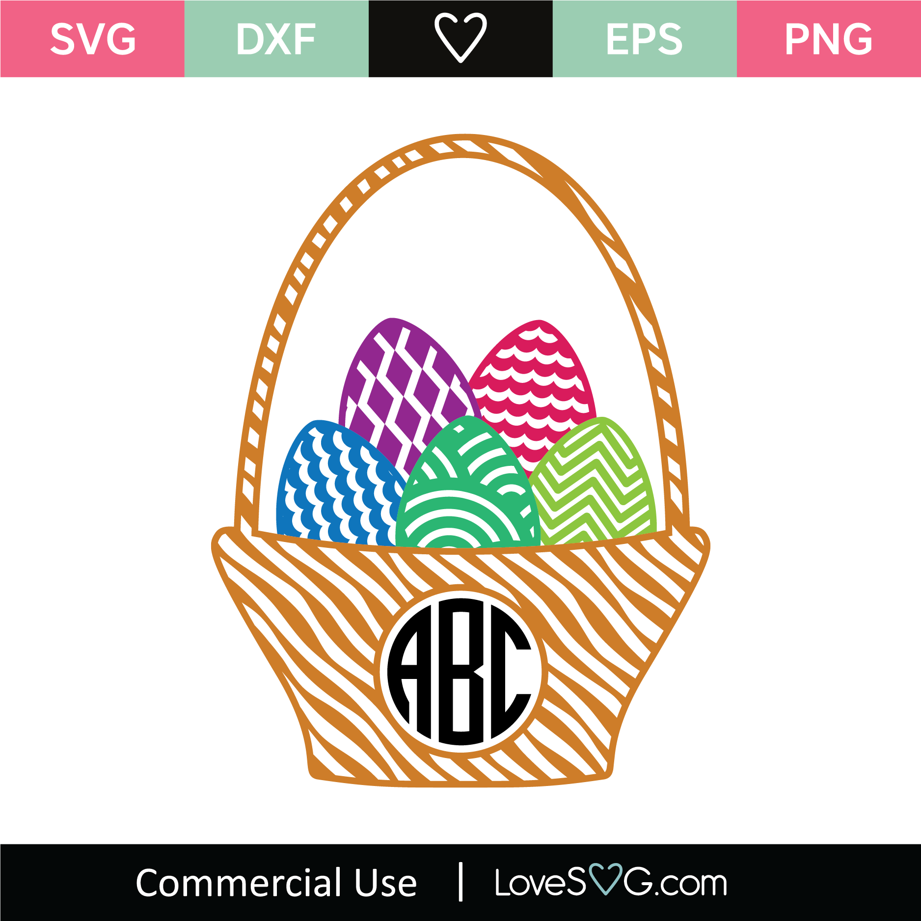 Easter Basket Monogram Frame SVG Cut File - Lovesvg.com