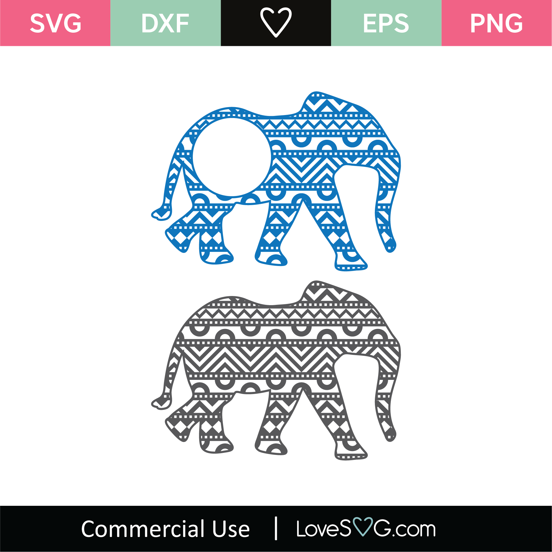 Elephant Mandala Monogram Frame Lovesvg Com