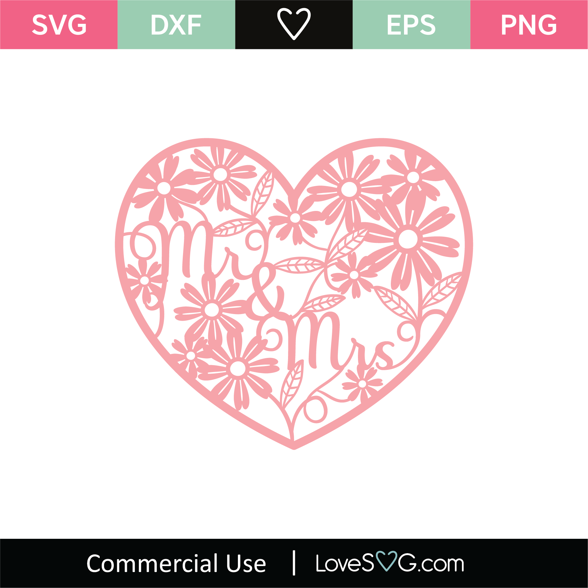 Mr and Mrs Heart Mandala SVG Cut File - Lovesvg.com