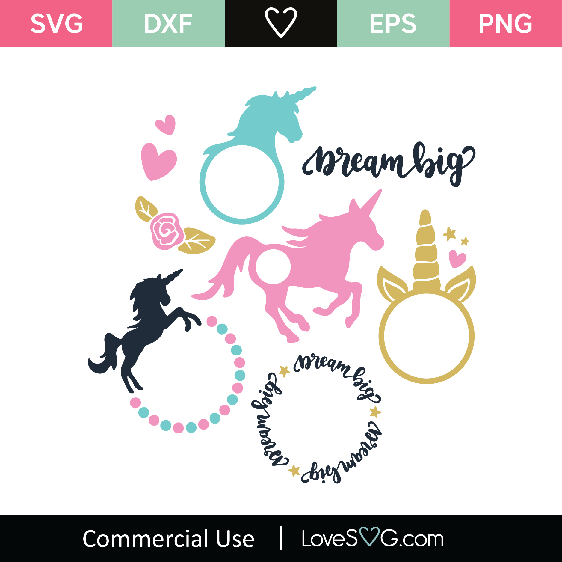 Download Unicorn Monogram Frames Set - Lovesvg.com