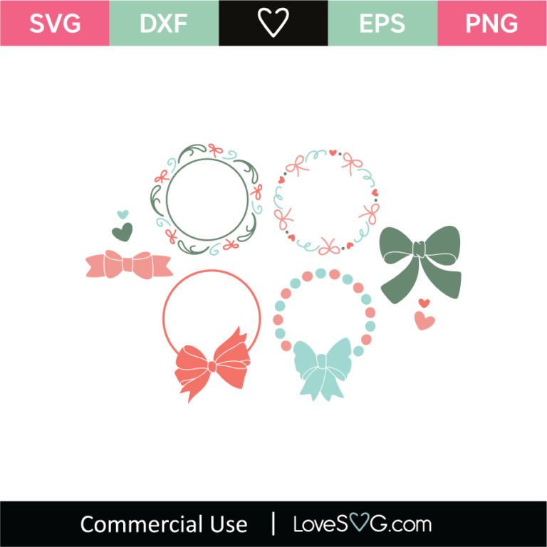 Bow Monogram Frames SVG Cut File - Lovesvg.com