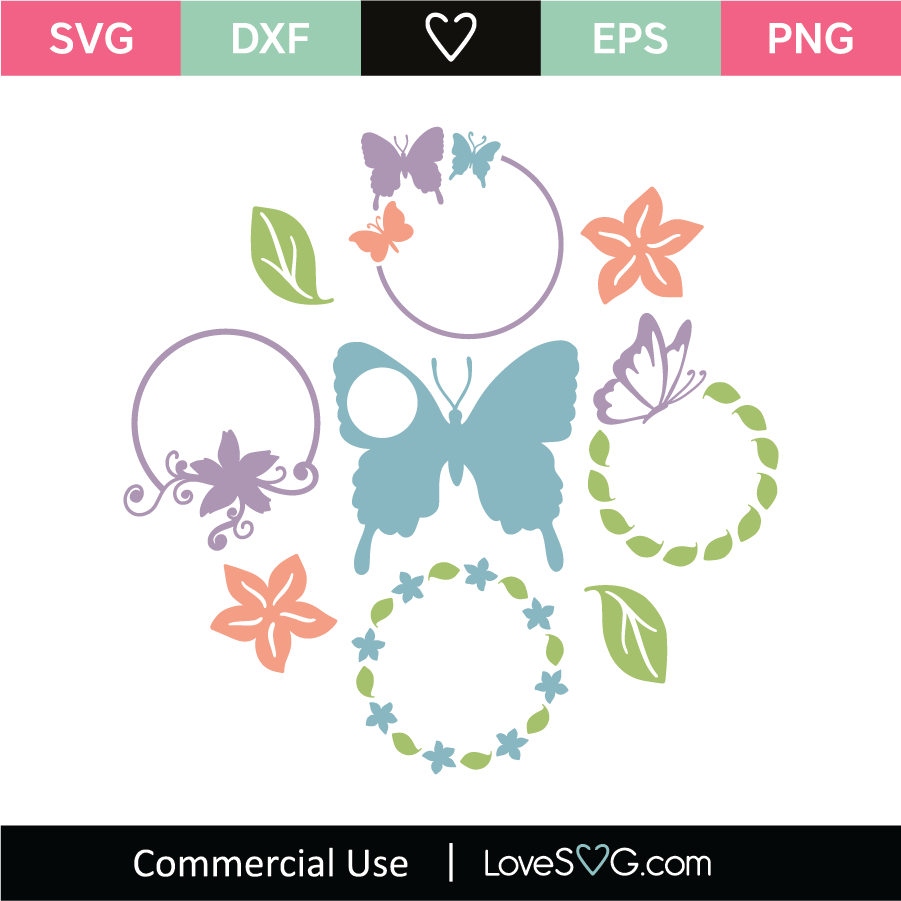 Butterfly Monogram Frames SVG Cut File - Lovesvg.com