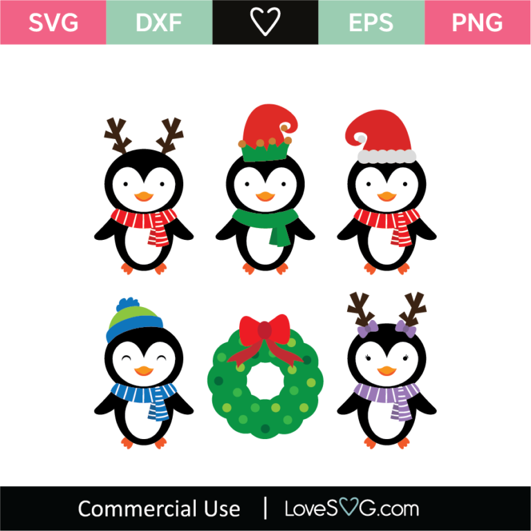 Christmas Penguins SVG Cut File - Lovesvg.com