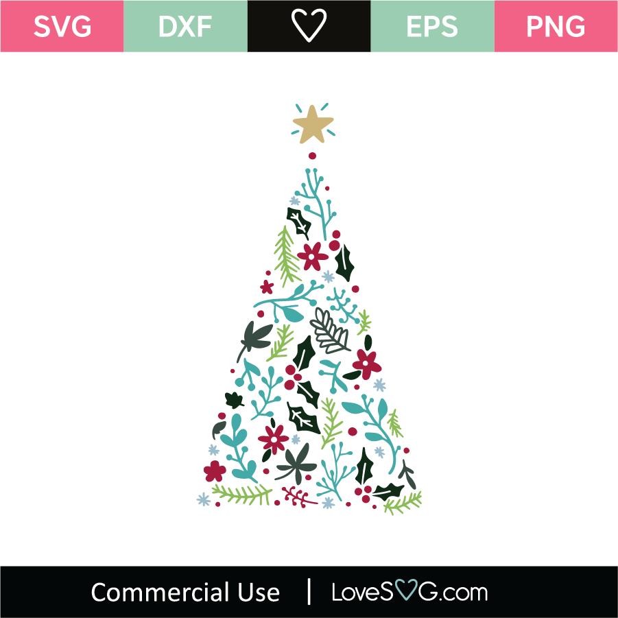 Download Christmas Tree And Floral Elements Svg Cut File Lovesvg Com