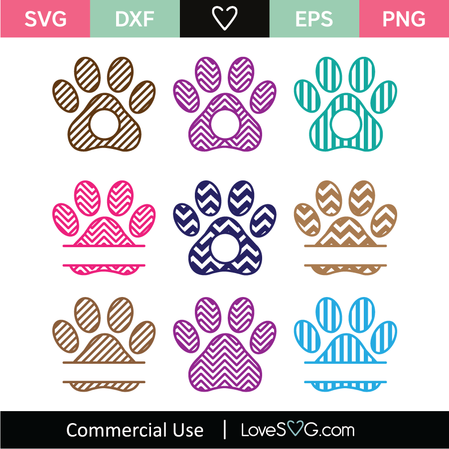 Dog Paw Prints Svg Cut File Lovesvg Com