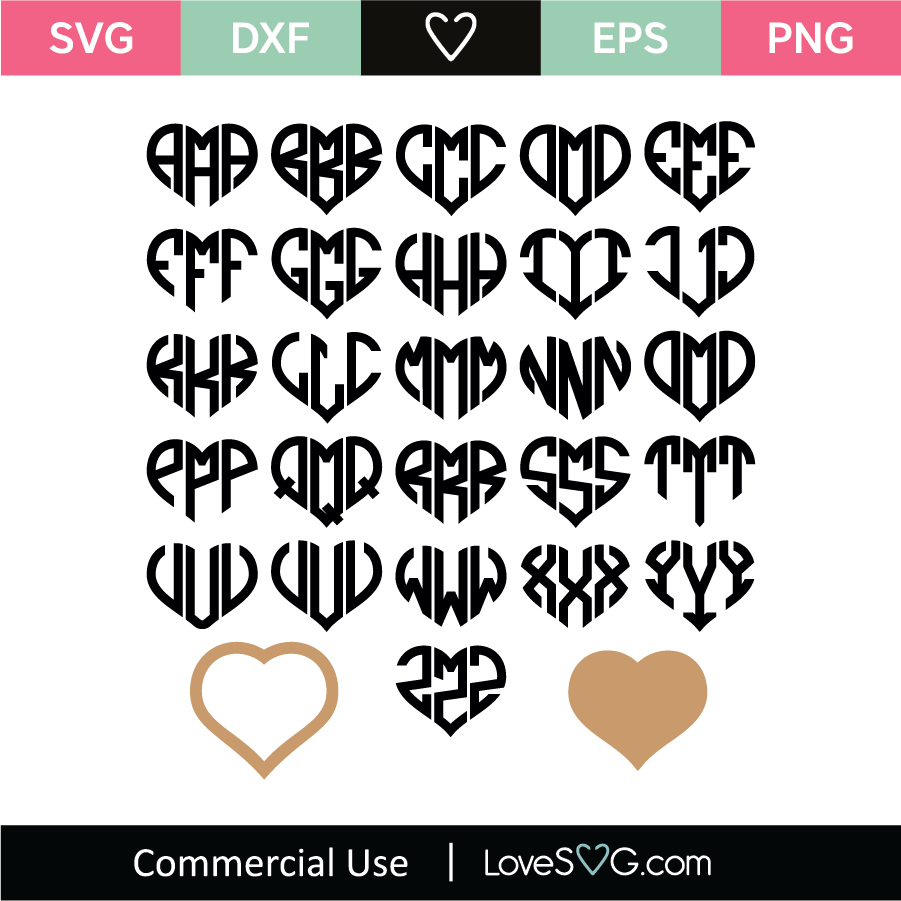 Download Heart Monogram SVG Cut File - Lovesvg.com