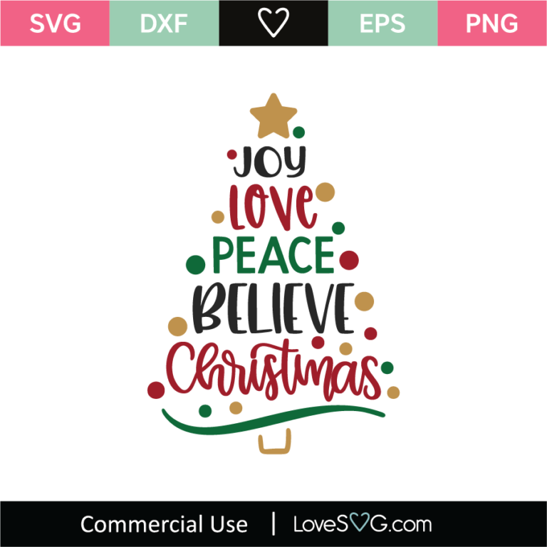 Joy Love Peace Believe Christmas SVG Cut File - Lovesvg.com