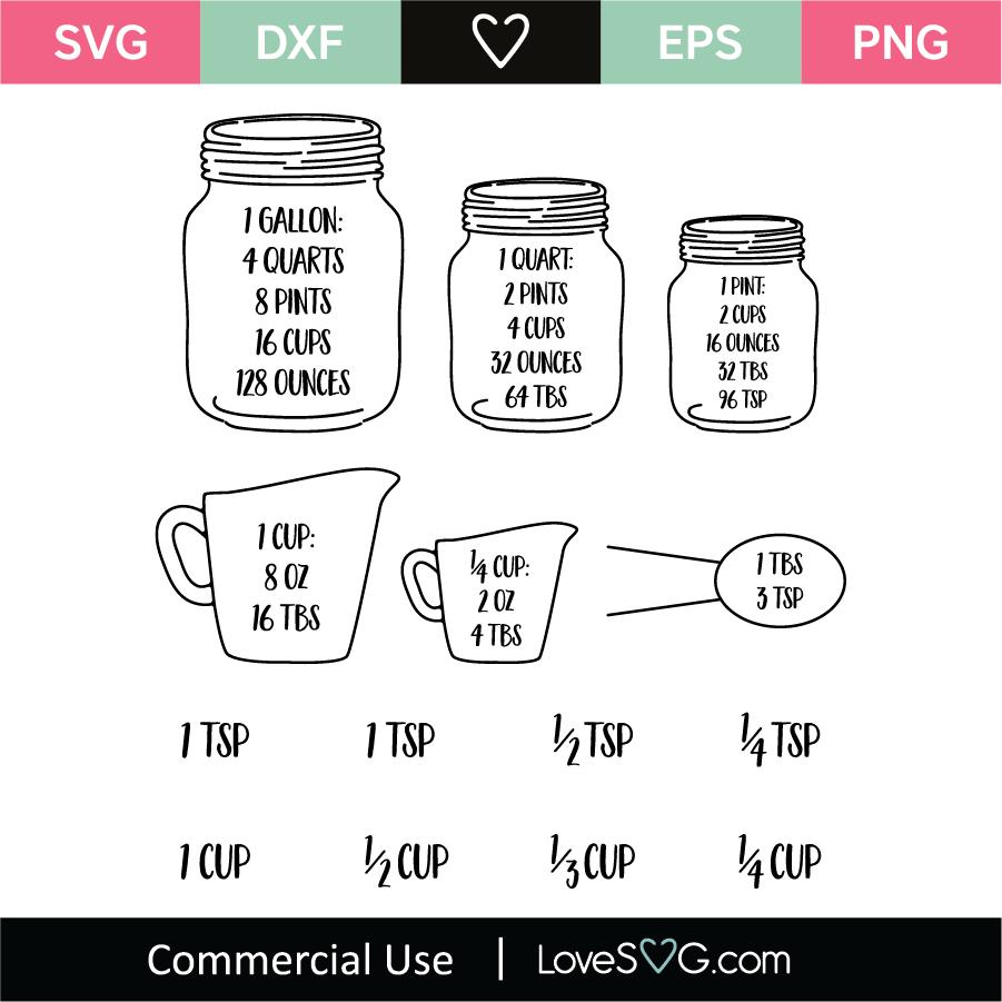 Download Kitchen Equivalent Measurement Conversion Chart Svg Cut File Lovesvg Com