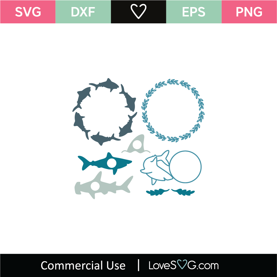 Download Shark Monogram Frames SVG Cut File - Lovesvg.com