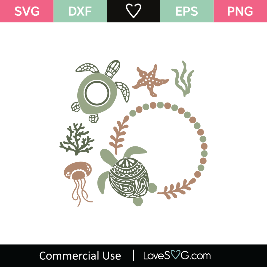 Download Turtle Monogram Frames SVG Cut File - Lovesvg.com