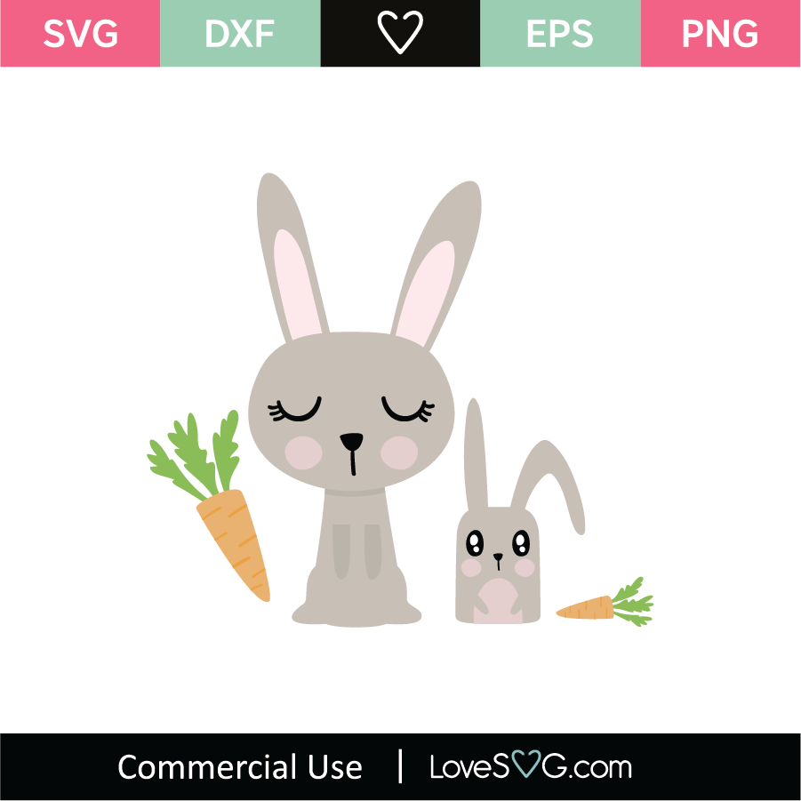 Cute Rabbits SVG Cut File - Lovesvg.com