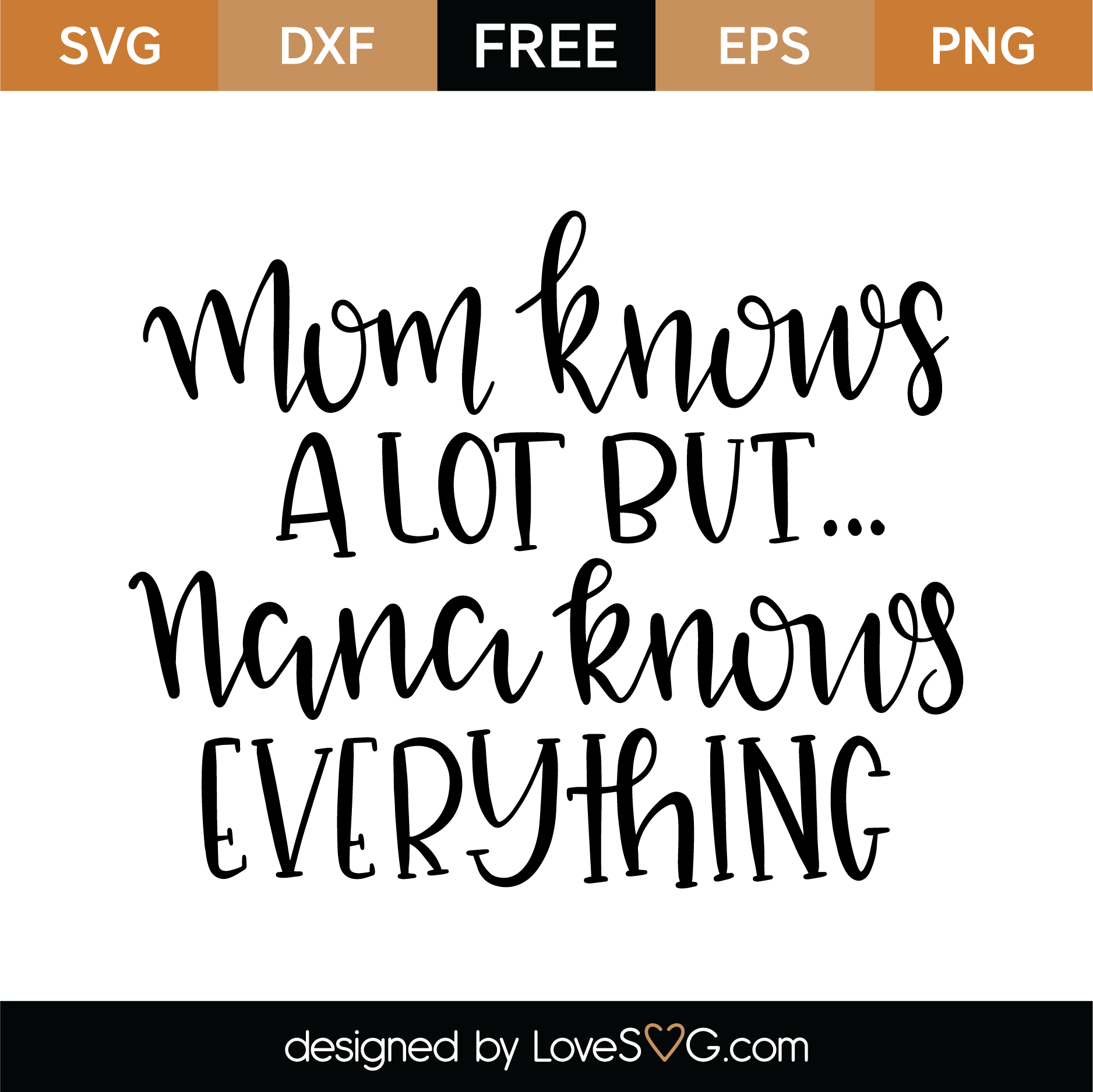 Mom Knows A Lot But Nana Knows Everything Svg Cut File Lovesvg Com