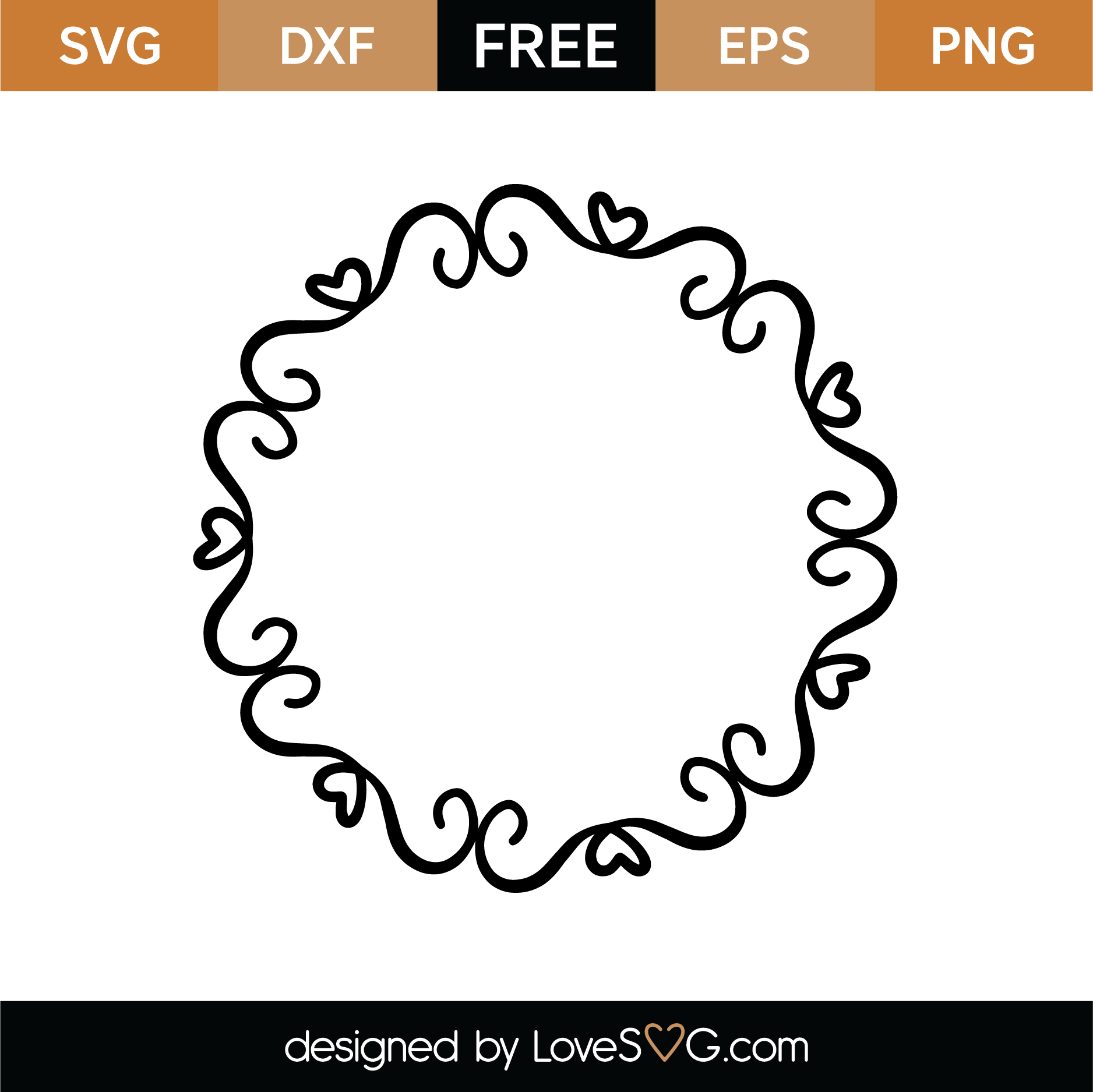 Download Monogram Frame Hearts SVG Cut File - Lovesvg.com