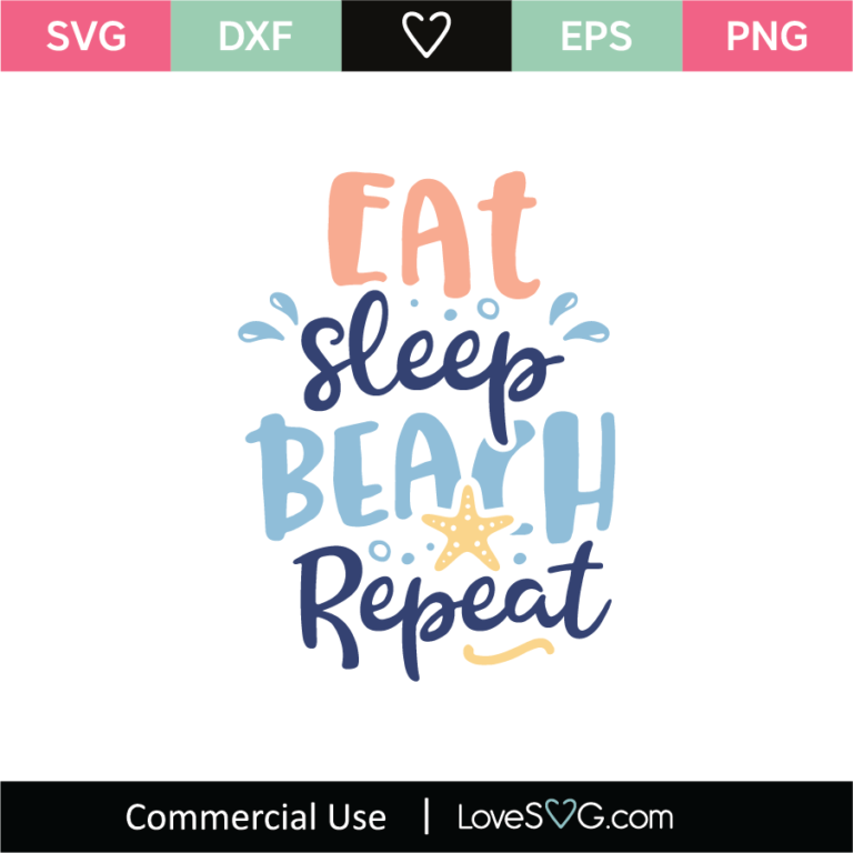 Eat Sleep Beach Repeat Svg Cut File