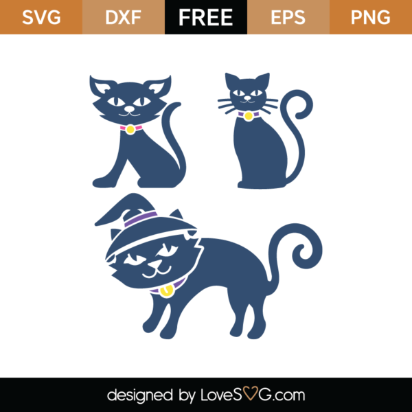 FREE Halloween Cats SVG Cut File - Lovesvg.com